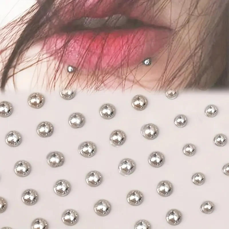 Waterproof Self-Adhesive Fake Piercing Stickers Set, 1 Sheet/180 Pieces, Suitable for Lips, Eyebrows, Nose Wings, Navel, Temporary Body Jewelry, Sticker Tattoos