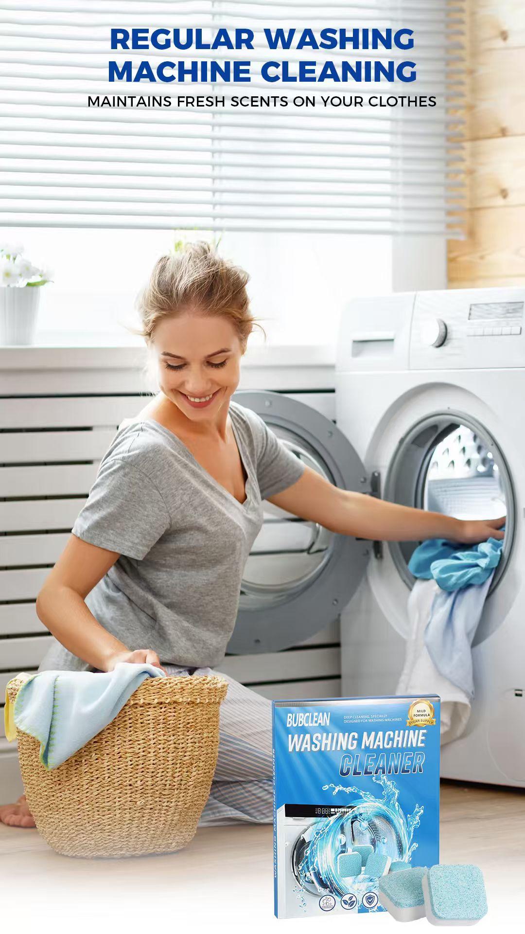 BUBCLEAN Washing Machine Cleaner Tablets 24 Pack - Powerful Descaler for HE Front/Top Load Washers,  Deep Cleaning, Eco-Friendly Deodorizer, Cleans Drum & Seal