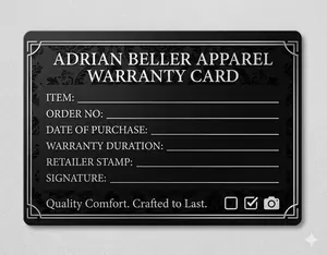 ADRIAN BELLER - WARRANTY CARD