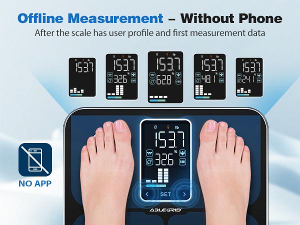 ABLEGRID Smart Bathroom Scale for Body Weight, Digital Body Fat Scale with LED Column Trend Display, BMI,Muscle Mass,Body Type, Accurate Home Weighing Scale for People with APP-Free Mode, 400lb
