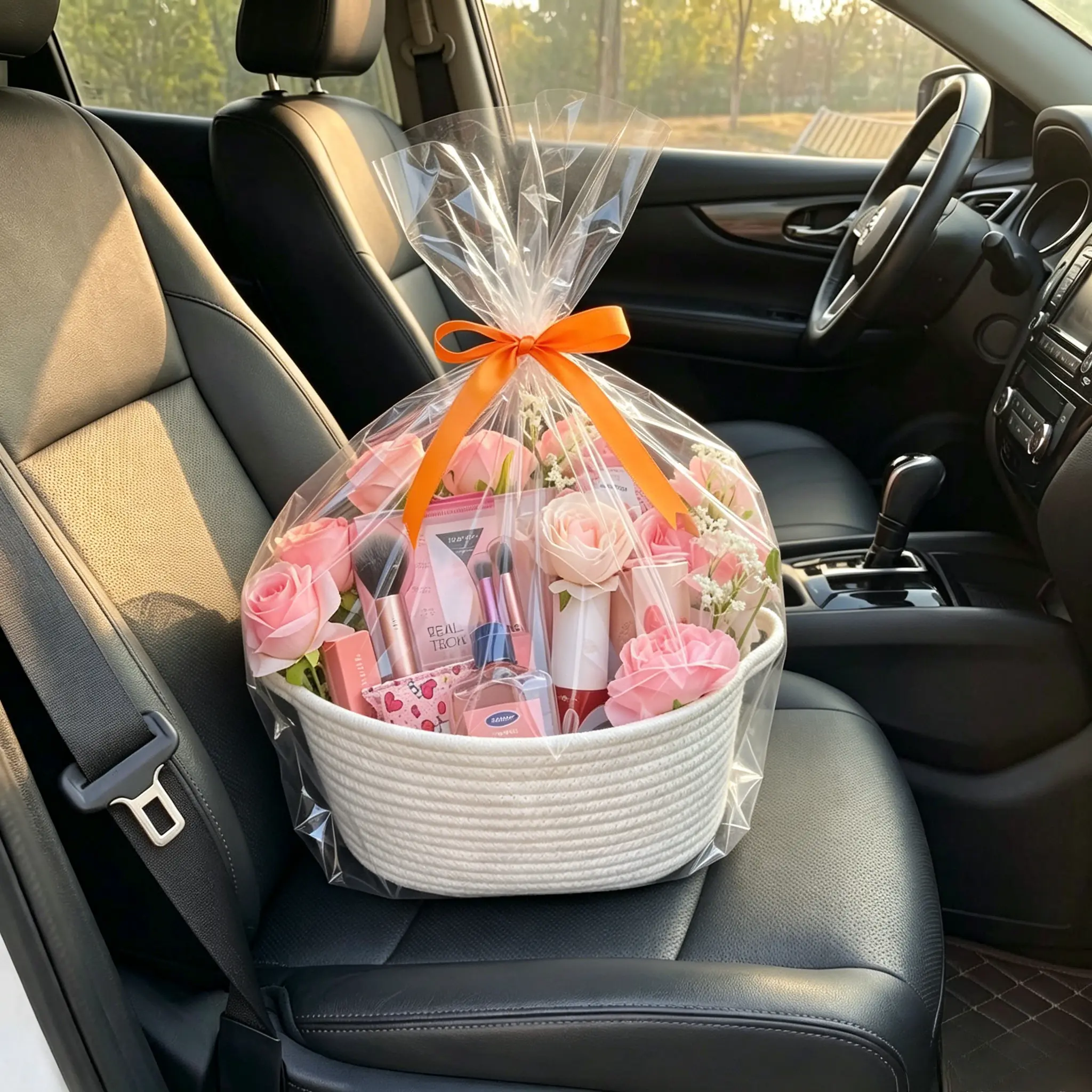 【Back to school】Eco-Friendly Woven Basket Gift Set with Handle, Small White Woven Storage Basket Organizer, Cute Decorative Gift Basket for Birthday, Mother's Day, Baby Shower, Easter, Holiday, Picnic, Party Favor, Treats, Home Storage, DIY Crafts