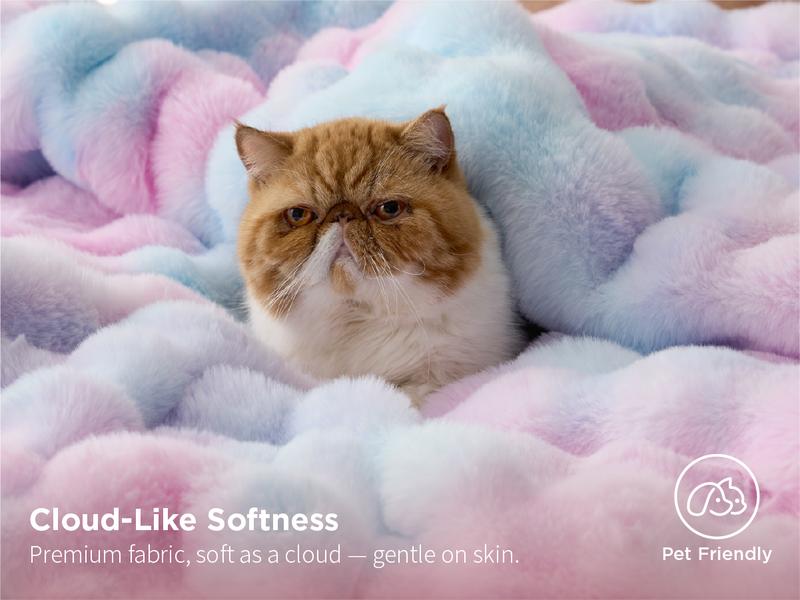 【Valentine's Day gift】Bedsure Weighted Faux Rabbit Fur , Soft Fluffy Fuzzy  Cozy Plush Sherpa Fleece  Blanket, Thick Warm Christmas Blanket Gifts for Women,The  Blanket  For Stress & Anxiety,Soft  Warm ComforterComforter