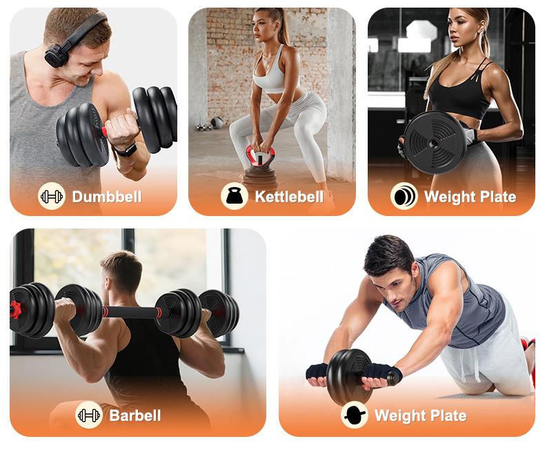 Relife Sports Adjustable Weight Dumbbell Set, Use as Dumbbell, Barbell, Kettlebell and Push-up Weights for Exercises at Home,Multi-functional Fitness Exercise Equipment for HomeGym Weightlifting