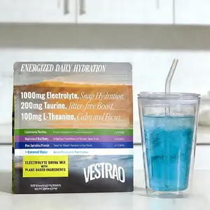 Vestrao Energized Hydration Electrolyte Powder Sticks - 1000mg Scientific Blend with Taurine, L-Theanine, Coconut, Blue Spirulina, Matcha, Acai - 0 Sugar, Focus Boost, Calm Energy, Natural Recovery - Made in USA - 18 Packs for 16-20oz Water