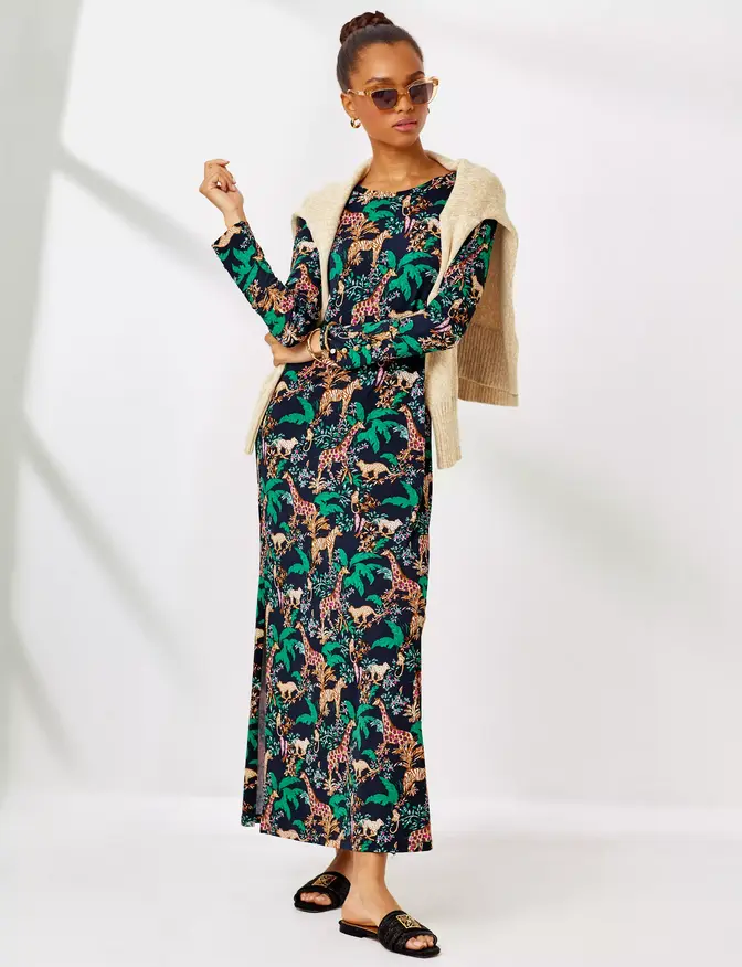 NWT Lilly Pulitzer Marylane Maxi Dress Multicolor UPF 50+ Size L for Women's Casual Wear - Womenswear
