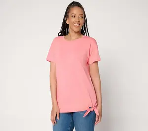 AnyBody Cozy Knit Jersey All-Star Side Tie Tee