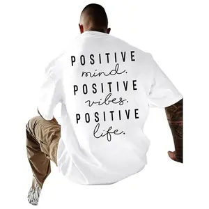 Unisex Men's Letter Print Drop Shoulder Tee Regular Fit Casual Short Sleeve Round Neck T-shirt for Summer Fashion Men's Top for Daily Wear