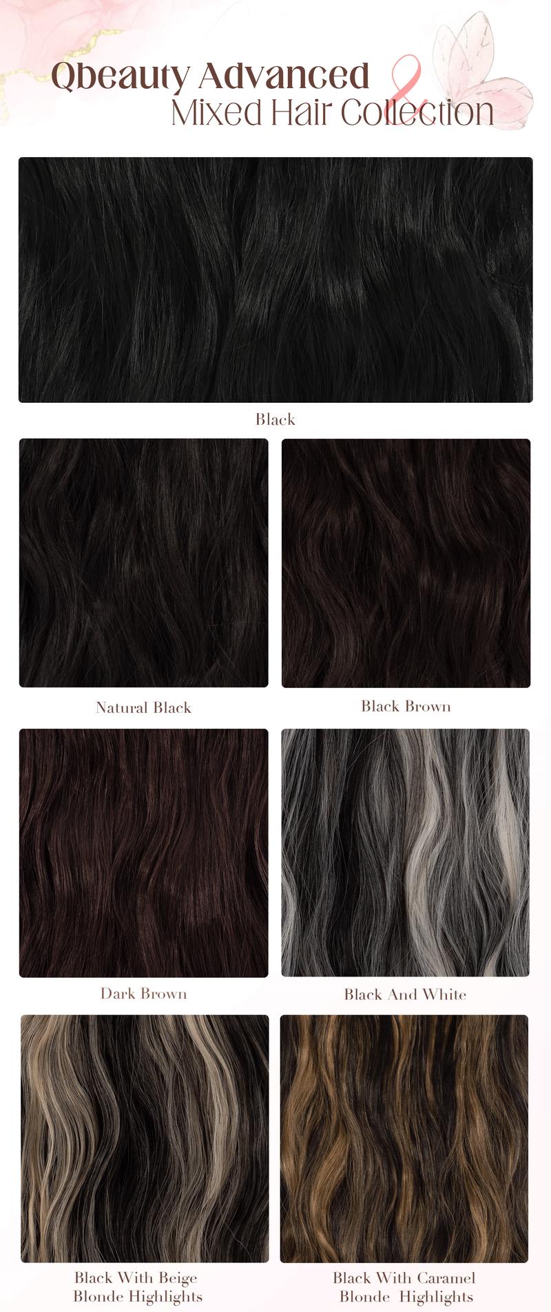 [Qbeauty 2026 New Upgrade Mixed Hair Collection ] 22/24 Inch 6PCS Invisible Clip-in Body Wave Hair Extensions Tangle-Free Long Lifespan Thick Natural Look for Women