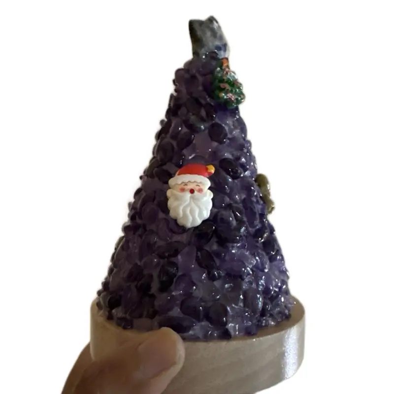 Light Up Crystal Christmas Tree with Santa Topper and Amethyst Design for Festive Decor Home Decorative Accent  crystals sale