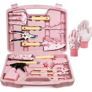 Womens Gardening Tools Gift Set, Rust-Proof & Heavy-Duty Garden Tools with Carrying Case, Fashionable & Thoughtful Gardening Gifts for Women&Men (Pink)