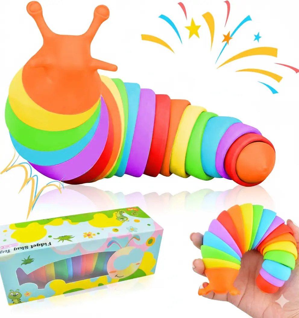 Fidget Slug Toy – Sensory Stress Relief Toy for Kids & Adults | Autism & ADHD Friendly | Cute Slug Fidget Gift for Boys Girls Toddlers | Stocking Stuffer Gift