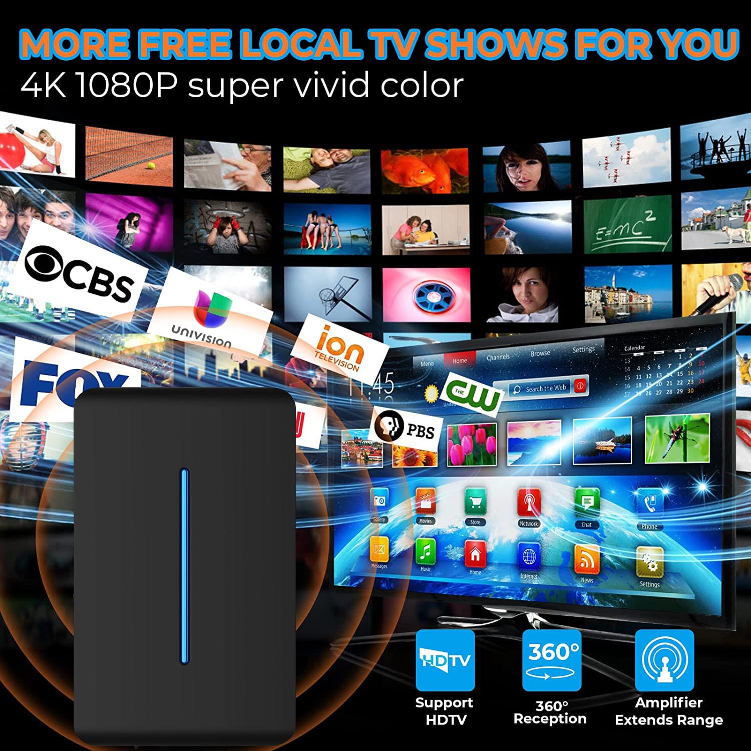 HIDB TV Antenna Digital for Smart TV HD Antena Indoor 4K Digital TV Antenna 360° Signal Amplified Strong Magnetic Base Indoor TV Antenna for Easy Long Range Reception Installation, TikTokShopBlackFriday