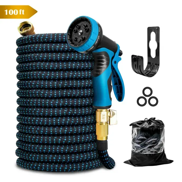Kotto Expandable Garden Hose 50ft / 100ft / 150ft — Lightweight Flexible No-Kink Hose with 10 Spray Nozzles, Brass Fittings, Leak-Proof for Lawn, Garden, Car Wash & Pet Bath