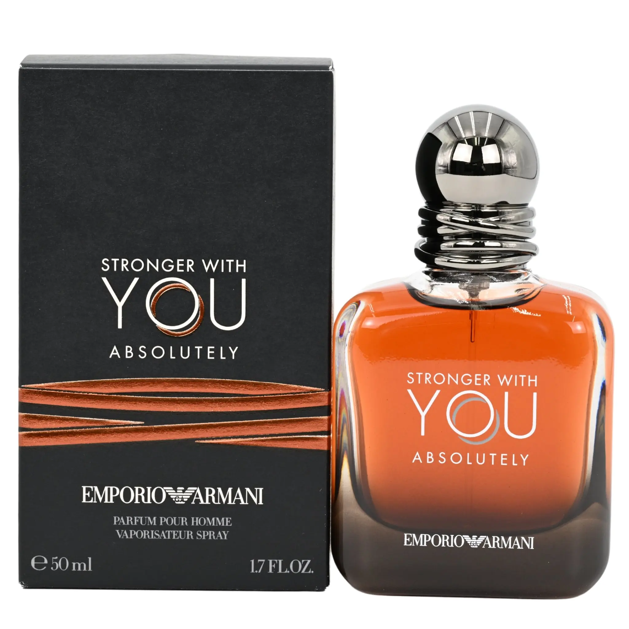 Giorgio Armani Stronger With You Absolutely Male EDP, 1.7 oz Luxurious Perfume with Bold Confident Scent, Intense EDP Type, New in Box Men's Fragrance, Amber Vanilla Scent, Warm Spicy Scent