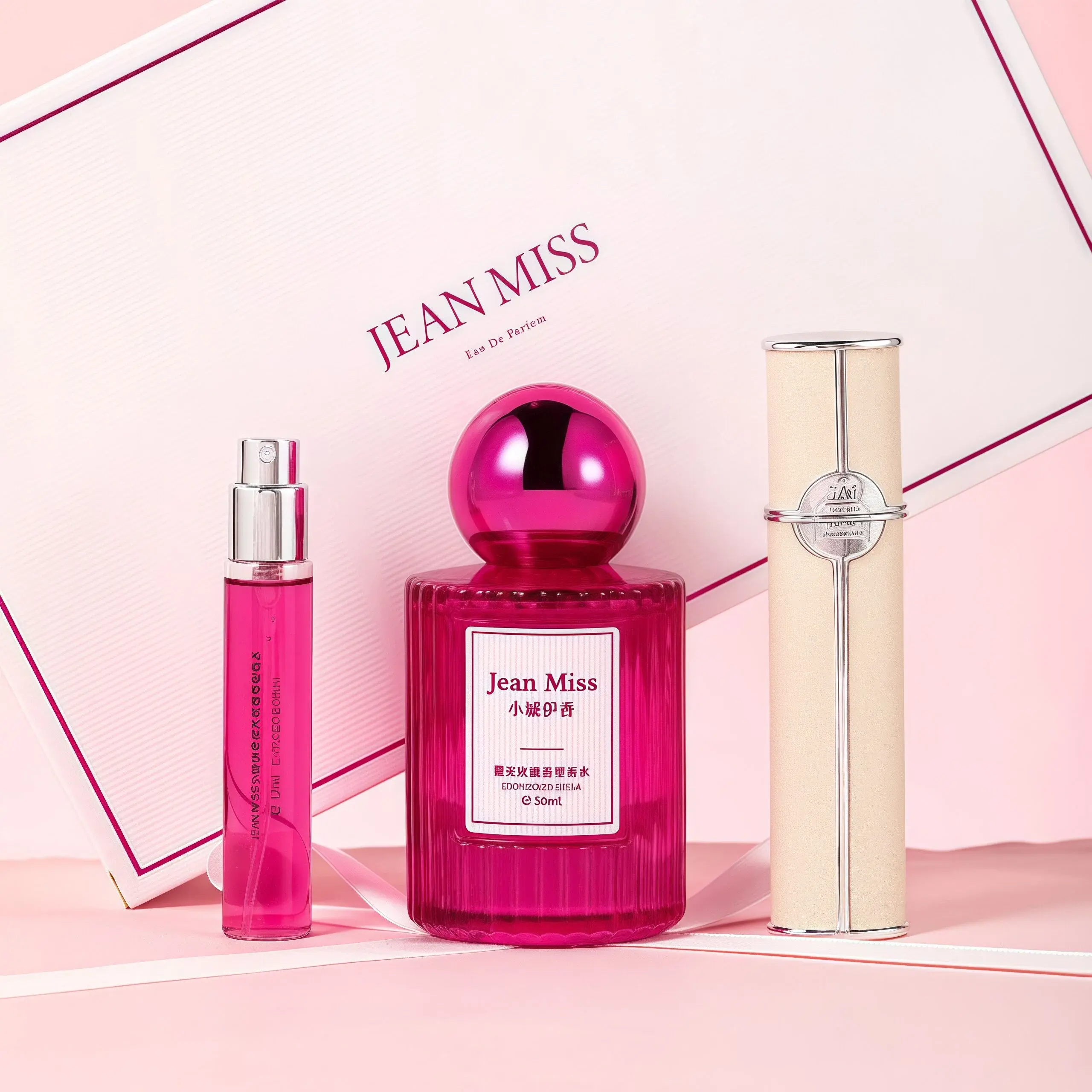 JEAN MISS Women's 3PCS Perfume Gift Set - EDP 50ml Women's Perfume, Travel Spray, Refillable Atomizer, Long-Lasting Floral Blend Scent, Apply at Pulses, Ideal for Daily Use & Gifting, Three Pieces Perfume Gift Pack Fragrance Gift Bundle