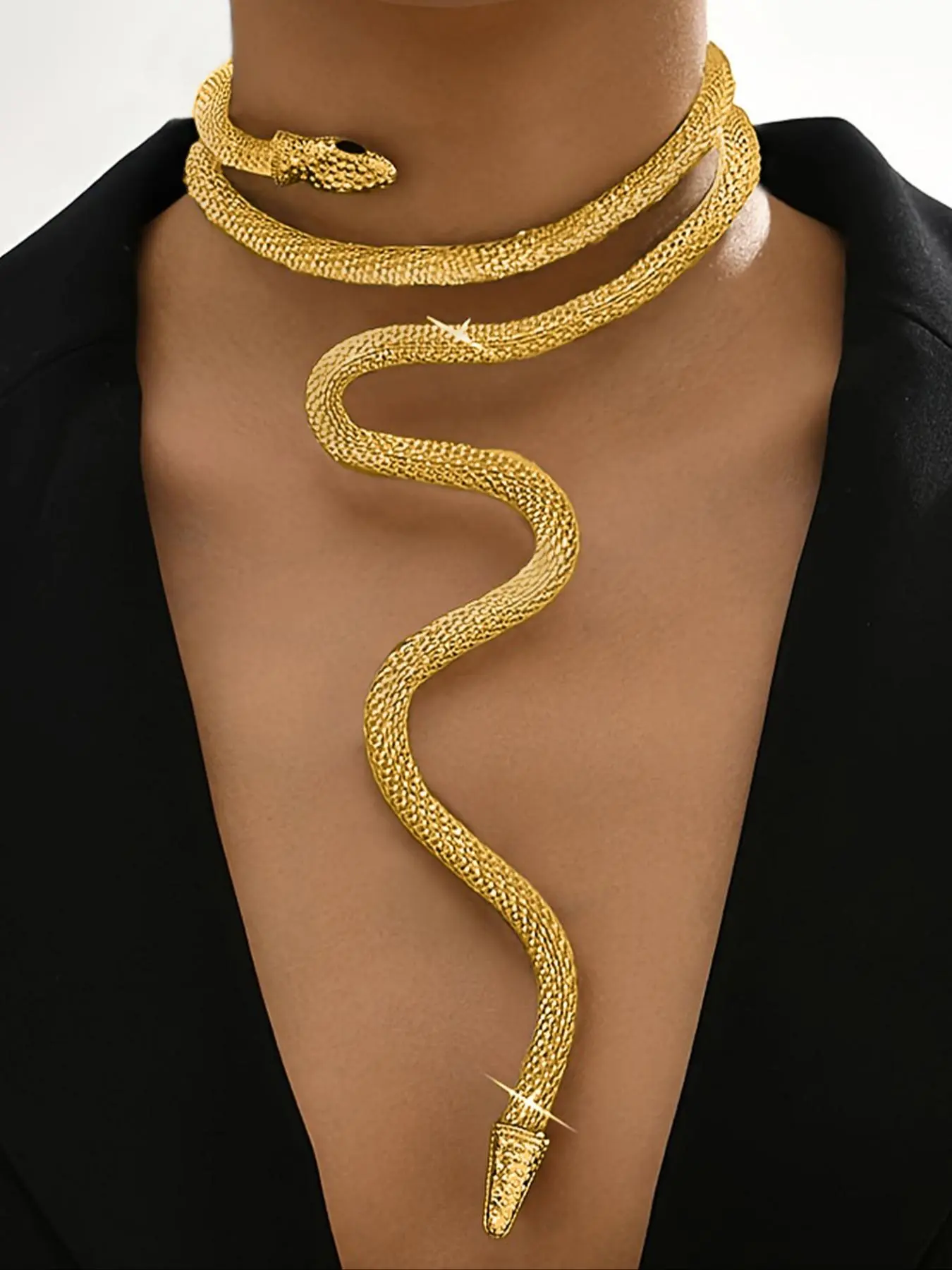 Snake Shaped Adjustable Fashion Necklace, Flexible Bendable Design, Stylish Accessory for Women & Men, Multilayer Necklace, Layered Snake Chain, Alloy Necklace, Fashion Jewelry Party