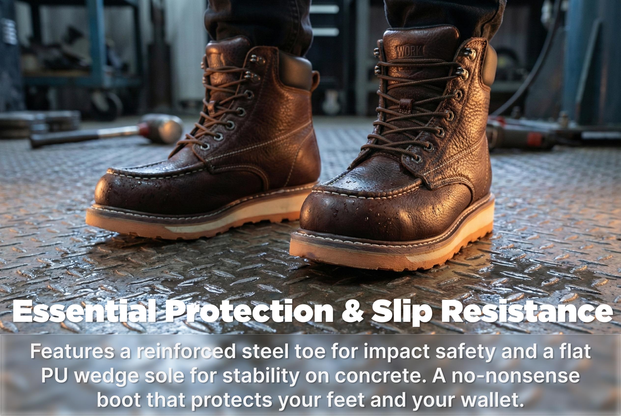 6in Mens Moc Toe Steel/Soft Toe Work Boots for Men,Comfortable Mens Safety Work Boots,Oil/Slip Resistant,Indestructible Steel Toe Shoes Industrial Construction Boot 6in Mens Moc Toe Steel/Soft Toe Work Boots for Men,Comfortable Mens Safety Work Boots,Oil/Slip Resistant,Indestructible Steel Toe Shoes Industrial Construction Boot