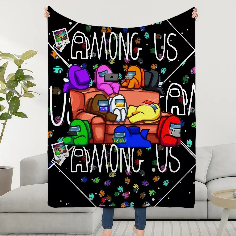 Among Us Crewmate Collage Print Flannel Cooling Blanket - Soft, Cozy Character Art Blanket for Gamers, Home Bedroom Living Room Use, Perfect Textile Bedding Gift, Cooling Blankets, Character Art Blankets