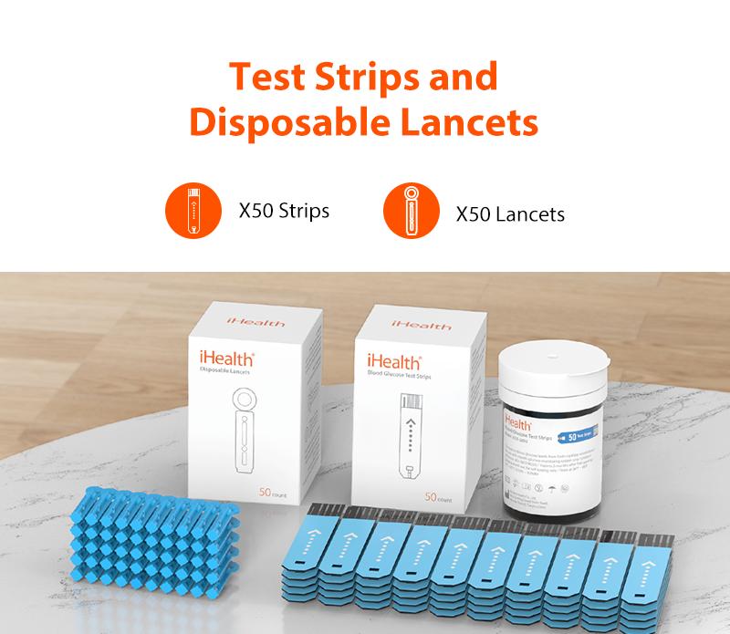 iHealth Glucose Test Strips 50/100 Count No Coding Blood Sugar Test Lancets for Diabetes Management Compatible with iHealth Monitor Only Healthcare Kit iHealth Glucose Test Strips 50/100 Count No Coding Blood Sugar Test Lancets for Diabetes Management Compatible with iHealth Monitor Only Healthcare Kit