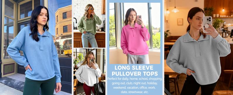 Fisoew Womens Waffle Knit Oversized Sweatshirt Casual Snap Stand Collar Long Sleeve Pullover Tops Fall Travel Outfits Womenswear Button women zip crewneck graphic camohoodie wicked sweatshirt cute winter zip hoodie Check Knitwear #TikTokShopHolidayHaul