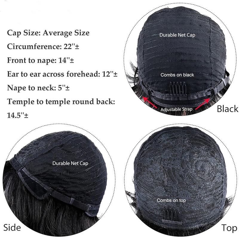 ShowReal 025 Short Pixie Cut Egg Wavy Curly Bomb Black Colorful Mommy Wig Pin Curls Brizalian Virgin Human Hair Cute Style Wigs For Black Women Daily Party Use