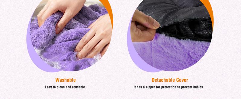 【Valentine's Day gift】Modern 24/31 Inch Bean Bag Chair for Padded Toddler Sofa with High Rebound Memory Foam Beige Purple Eggplant Design