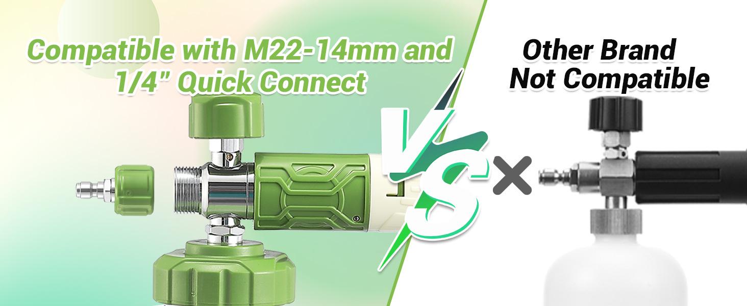 M MINGLE Foam Cannon for Pressure Washer with Dual-Connector Tool, Dual Lance Pressure Washer Wand for Adjustable Snow Foam, M22 and 1/4" Quick Connect, 5 Pressure Washer Nozzle Tips, ChristmasGift