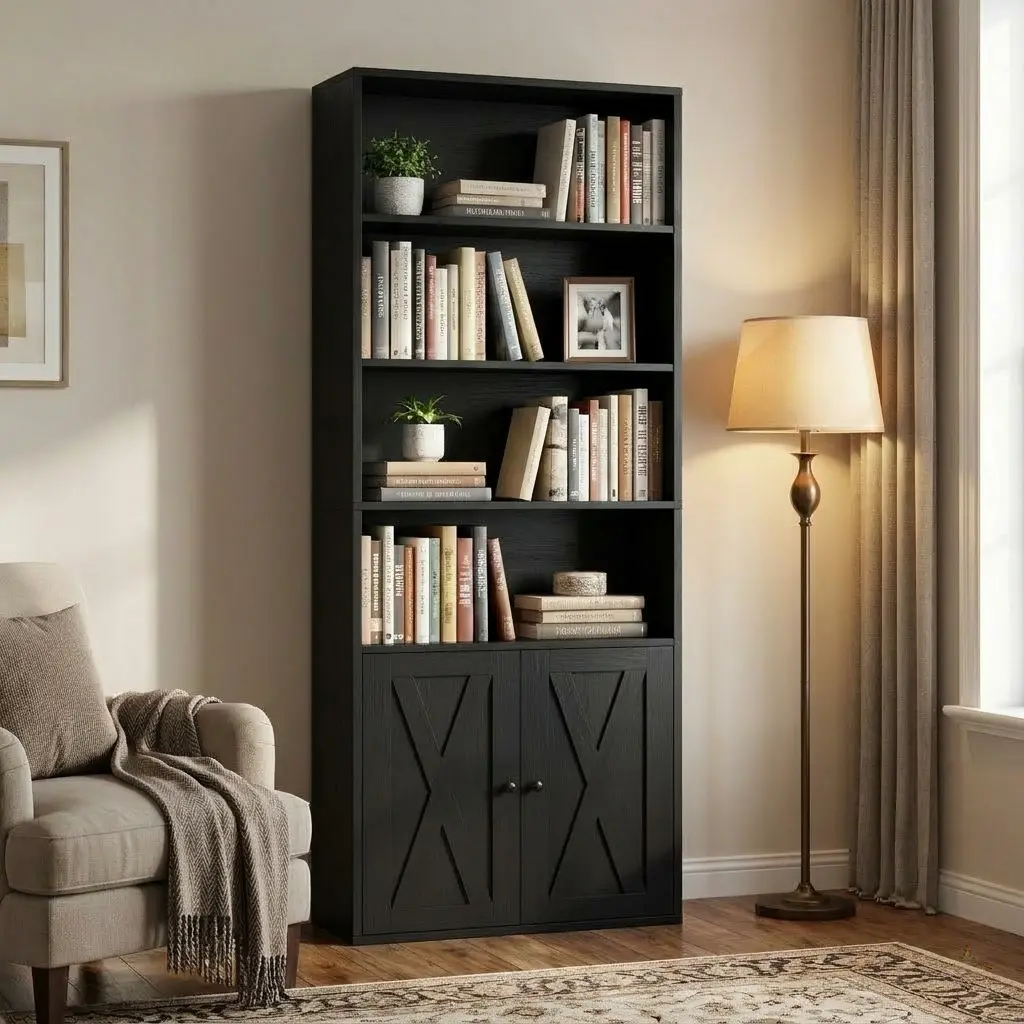 Walsunny 70 inch bookshelves / Bookcases, Floor Standing Display Storage Shelves, Tall Bookcase for Bedroom, Living Room, Office, Black/Brown/White