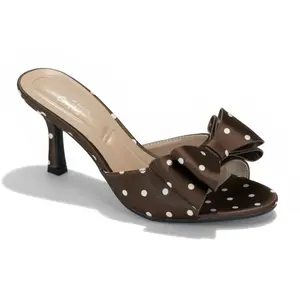 Susie-Comfort Polka Dot Satin Bow Mule Footwear for Women - Stylish Polka Dot Design & Satin Material - Perfect for Casual & Special Occasions - Sandal