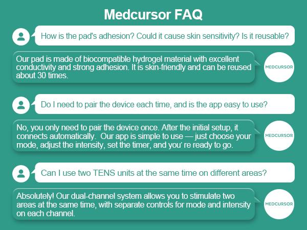 Medcursor Wireless Dual-Channel Muscle Stimulator, App-Controlled TENS Unit with Session Memory, 3 Modes, 25 Intensities, Pain Relief for Back/Arms/Shoulders/Legs, Portable with Storage Pouch