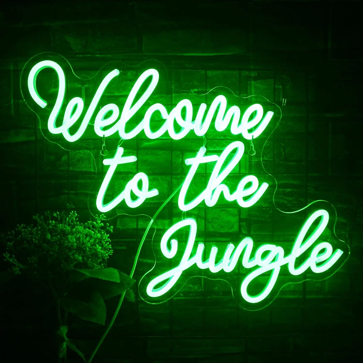 USB Powered Neon Sign, Welcome To The Jungle Neon Sign, Personalized Letter Sign, LED Glowing Wall Mount Neon Light, Decorative Light for Home, Office, Shop, LED Signs, LED Neon Lights, Decorative Ambiance Lighting, Led Wall Decoration