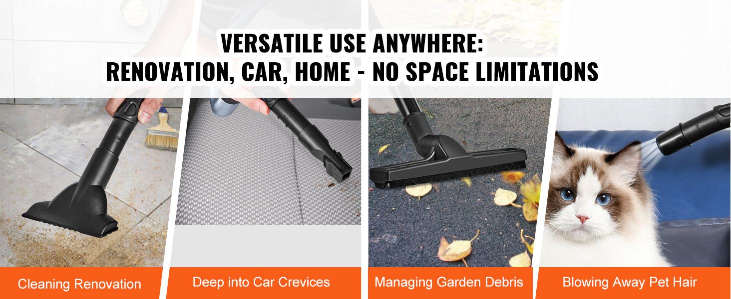 VEVOR Wet Dry Vac, 2.6 Gallon, 2.5 Peak HP, 3 in 1 Portable Shop Vacuum with Blowing Function, Attachments Storage, Perfect for Cleaning Floor, Upholstery, Gap, Car, Black/Yellow, ETL Listed