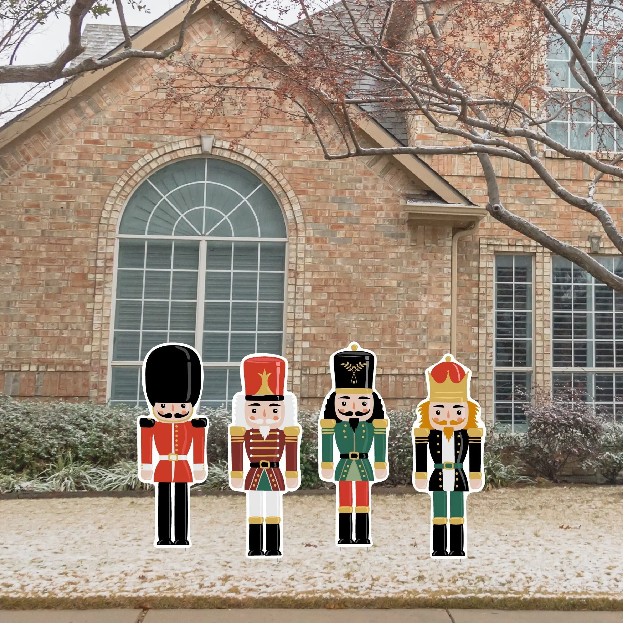 Nutcracker Christmas Yard Decorations | 4 Pack with Stakes
