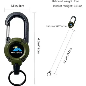 Retractable Keychain Heavy Duty, Multitool Carabiner Badge Holder, Retractable Keychain Clip Id Holder, Upgraded 58cm Stainless Steel Cord, Suitable for Men and Women