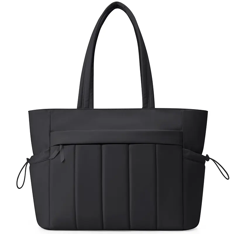 Women's Puffy Quilted Tote Bag, Large Lightweight Commuter Style Shoulder Bag with Multiple Pockets for Work, Travel & Gym, Large Structured Women's Tote Bags