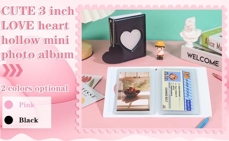 Small Photo Album Book with 32 Pockets, 3" Mini Pockets Photo Card Album, Kpop Photo Protector Sleeves for Home & Office & School, Gift Organizer