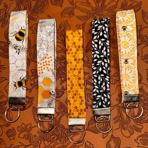 Honey Comb Collection Wristlet Keychain | Handmade Bee Wristlet | Small Shop Handmade