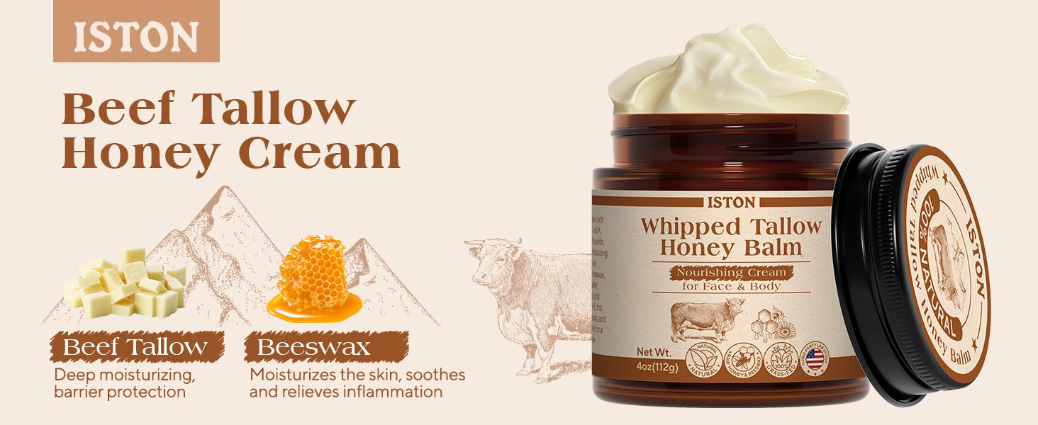 ISTON 4 oz - Handcrafted, all-natural shea butter and honey lip balm, unscented, with grass-fed shea butter and raw honey, suitable for all skin types, brightens and moisturizes,Smooth Skin - Handmade All-Natural Moisturizer,Christmas gifts,New Year's