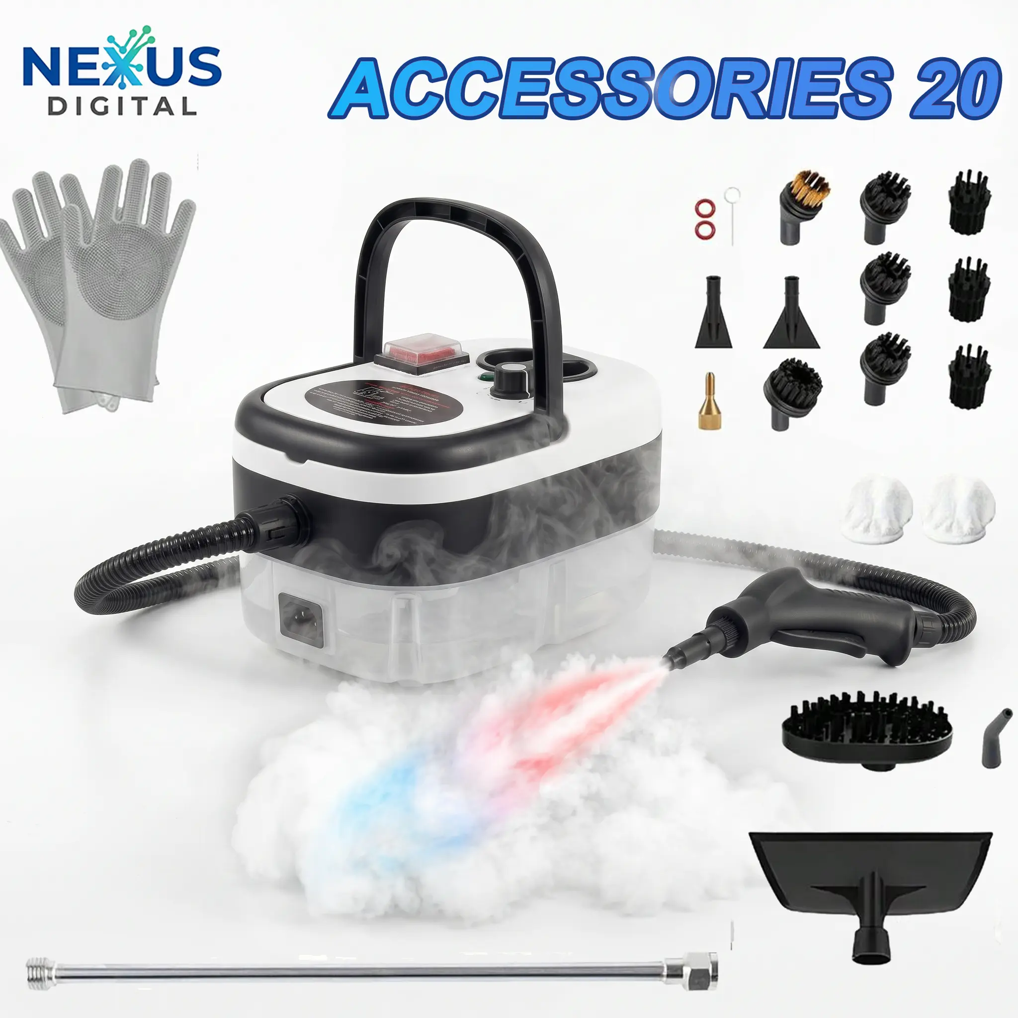 car steamer  Steam Cleaner Handheld High Pressure, Portable HighPower Steam Cleaner, Handheld Steam Cleaner CleaningGrout With Large Water Tank & 20 Accessories For CarFloor White,back to school,back to school haul