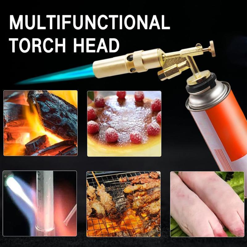 Adjustable Flame Handheld - Copper Alloy Butane Torch Head for Culinary, BBQ, Baking, Cooking, Creme, Soldering