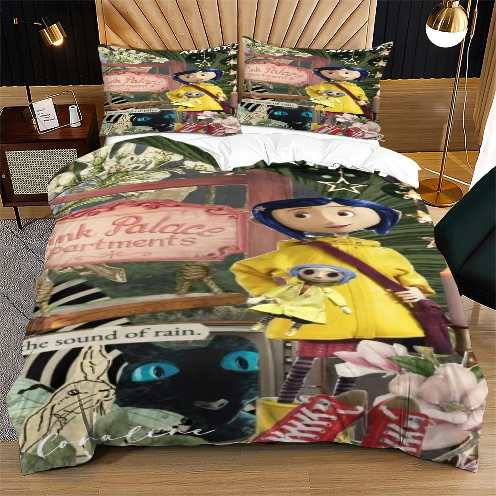 Coraline Ghost Mom Pattern, Soft Theme Bedding Set (1 Cover + 1 or 2 Pillowcases), No Cotton Core, Ideal for Moving or Holiday Gifts