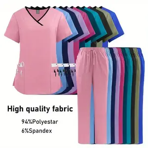 Nurse uniform, medical beauty uniform, frosted nursing and health care frosted set, women's formal dress, top and pants set wholesale