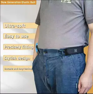 Convenient and adjustable iron hook lazy waist belt with Velcro elastic and unisex Velcro waist buckle