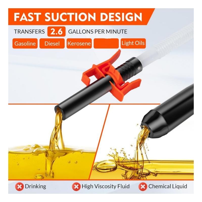 Portable Transfer Pump Battery Operated Electric Siphon Pump for Gas, Fuel, Diesel, Water Transfer 2.6 GPM Flow Oil Extractor -Easy to Use Hand Fuel Pump, Multi-Use Siphon Fuel Transfer Pump (Orange)