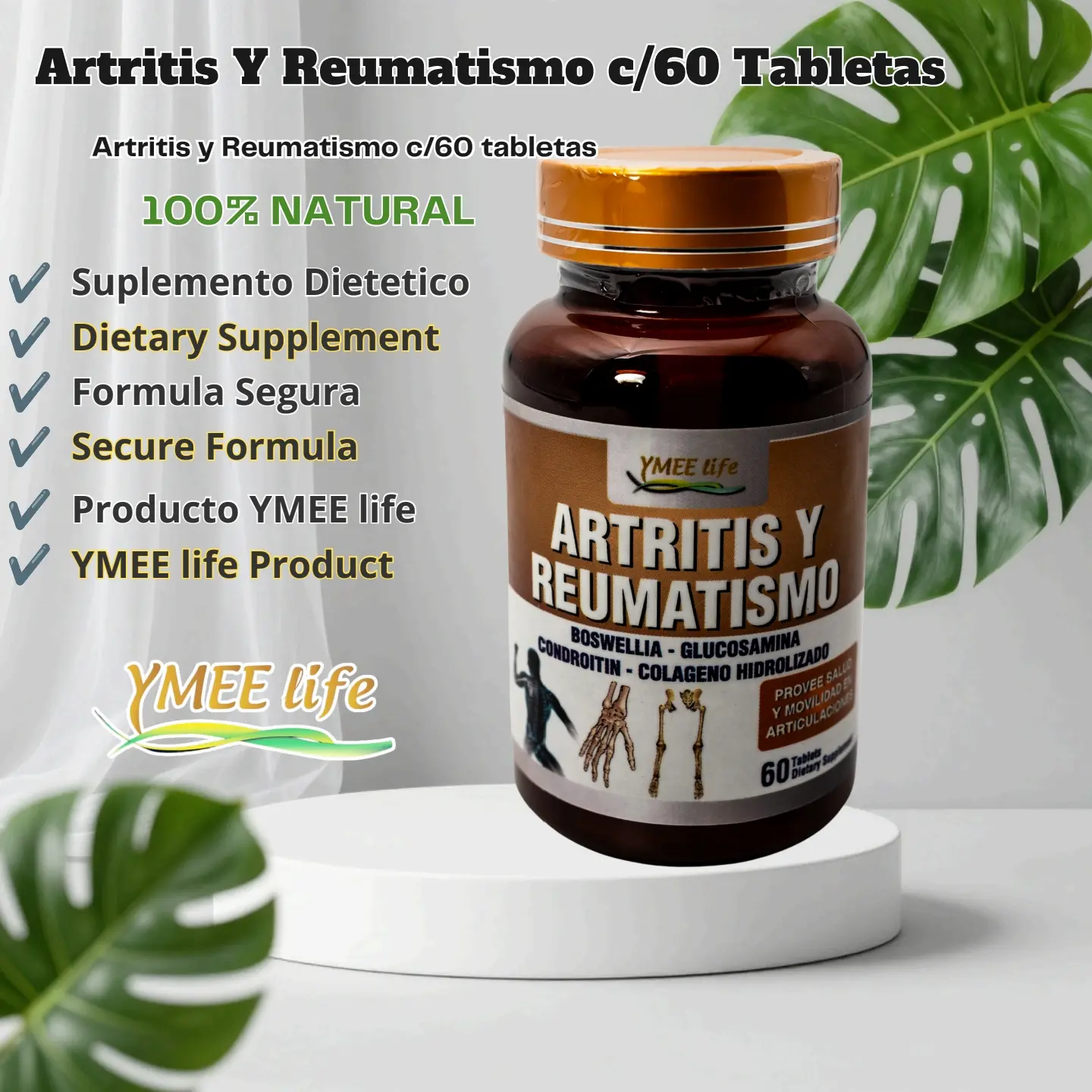 El Colibri Arthritis Pain Relief Dietary Vitamin Capsules - 60-Count Natural Blend Edible Supplements with Boswellia, Glucosamine, Supports Joint Health, Rheumatism Relief, Vitamins