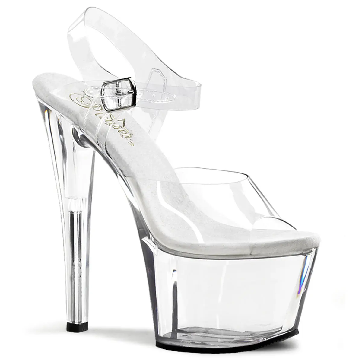 Pleaser Sky-308 Transparent Stylish Women's Platform High Heel Sandals, Heeled All-Seasons Footwear, Classic Elevated Pleaser Shoes, Fashion, High Heels