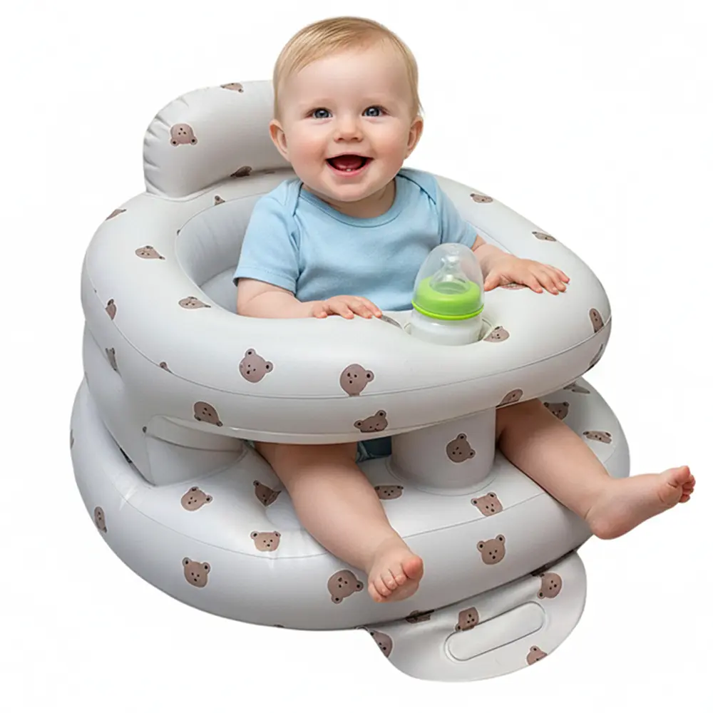 Inflatable Baby Seat with Built-in Air Pump, Inflatable Toddler Baby Chair for Babies 3 Months & Up, Blow up Baby Seat with Full Enclosure Protection, Baby Stuff with PVC Material, Sit Me Up Floor Chair
