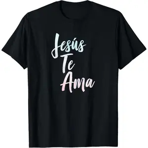 Jesus Te AMA Spanish Christian Bible T-Shirt Pure Cotton Graphic Tees Menswear Top: Gifts for Men & Women