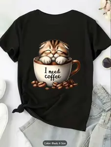 Short-Sleeved, Printed T-Shirt With A Loose, Comfortable Fit And Slightly Stretchy Material, For Women.