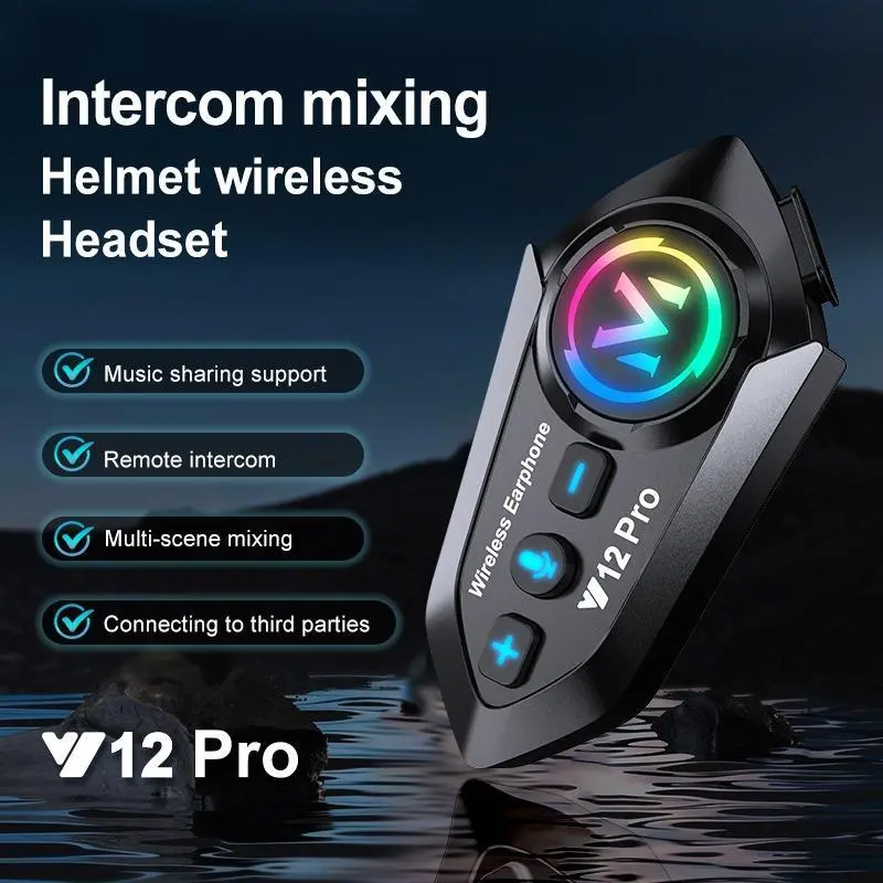 MOKATA Y12/Y12PRO 2026 Motorcycle Bluetooth Headphones, Bluetooth 5.3, Professional Wind Noise Cancellation, HD Microphone, 20-Hour Long Battery Life, Multi-Person Communication, Tool-Free Quick Installation, Universal Compatibility